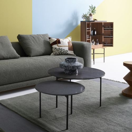 Tavolino basso contemporaneo - STING - COR - in vetro / in rovere / in noce
