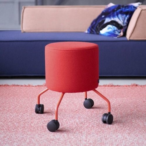 Sgabello contemporaneo - DROP - COR - in pelle / in tessuto / con supporto in metallo verniciato
