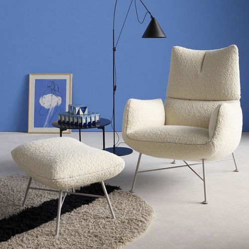 Poltrona contemporanea - JALIS LOUNGE - COR - in tessuto / in pelle / con poggiapiedi