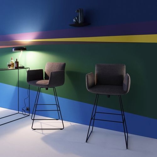 Sgabello da bar contemporaneo - JALIS - COR - in tessuto / con supporto in metallo verniciato / con base centrale