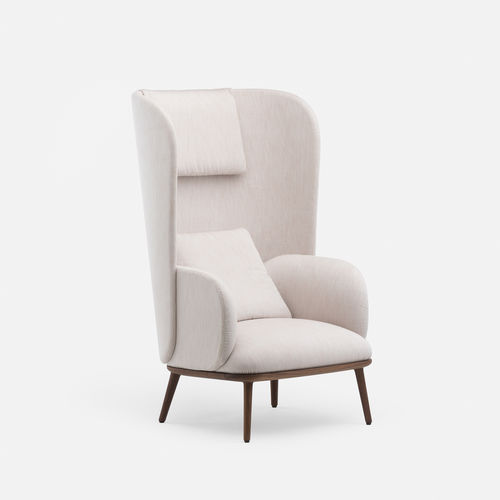 Poltrona contemporanea - BLANCHE BERGERE - DE LA ESPADA - in tessuto / in pelle / in rovere