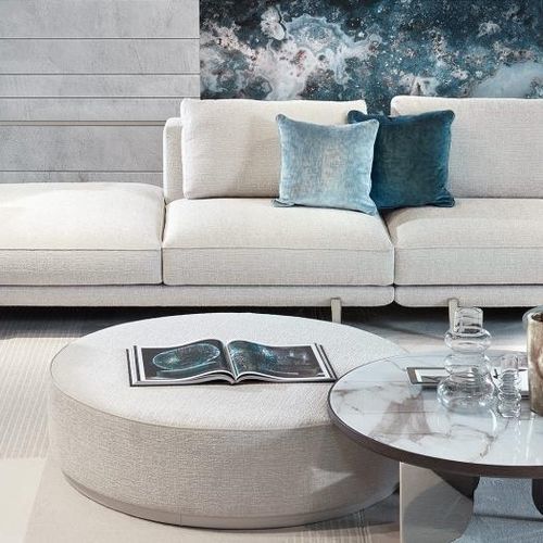 Pouf contemporaneo - CHAMALEON LOW - SICIS - in tessuto / in legno compensato / in legno massiccio