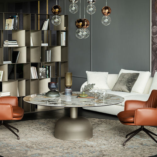 Tavolo da pranzo contemporaneo - RITZ - Cattelan Italia - in ceramica / con supporto in acciaio / rotondo