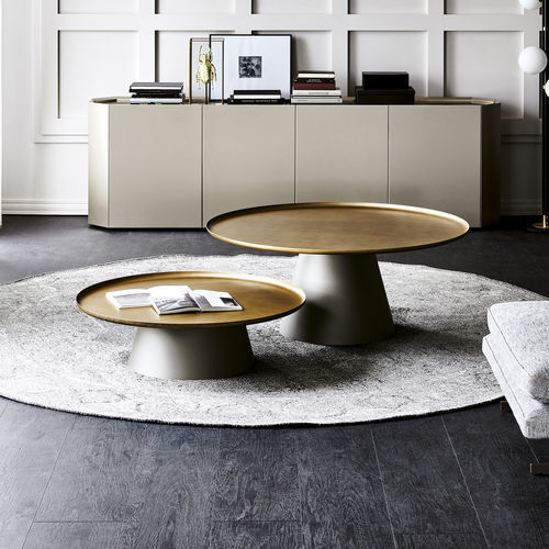 Tavolino basso contemporaneo - AMERIGO - Cattelan Italia - in acciaio / con supporto in acciaio laccato / rotondo