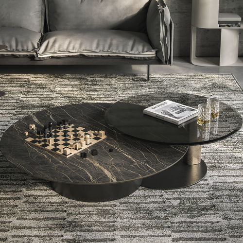 Tavolino basso contemporaneo - ARENA  - Cattelan Italia - in vetro fumè / in legno / in ceramica