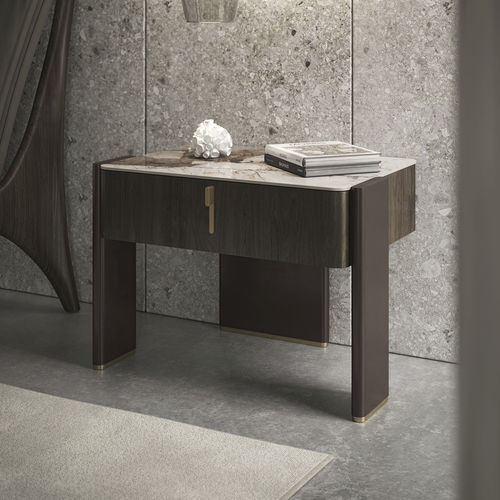 Comodino contemporaneo - JULIAN - Cattelan Italia - in rovere / in noce / in vetro