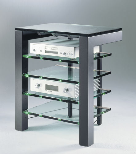 Mobile hi-fi contemporaneo - FOCUS 72 - Schroers & Schroers - in vetro / in acciaio con rivestimento a polvere / ad altezza regolabile