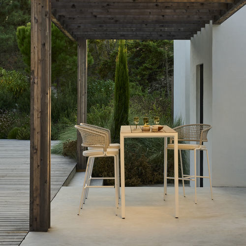 Sedia alta design - CTR - Tribù - da esterno / in tessuto / in corda