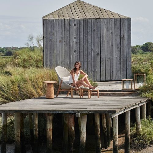 Poltrona a schienale alto - ELIO - Tribù - contemporanea / Tricord® / in teak