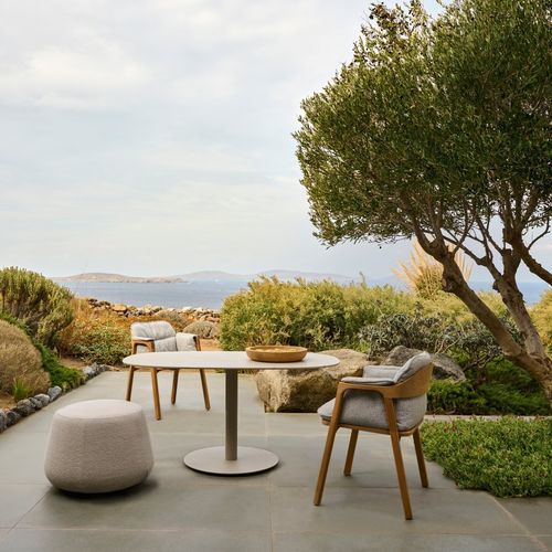 Sedia da giardino design - NOMAD - Tribù - da esterno / in teak / in tessuto
