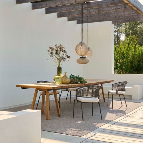 Tavolo da pranzo contemporaneo - VIS &Agrave; VIS - Tribù - in teak / con supporto in teak / rettangolare
