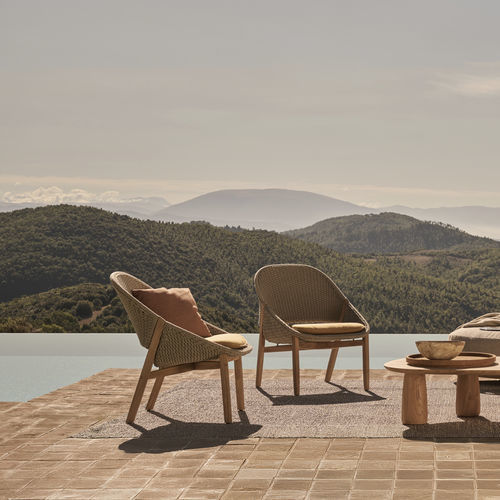 Poltrona contemporanea - ELIO - Tribù - Tricord® / in teak / con cuscino rimovibile