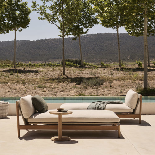 Lettino prendisole contemporaneo - AMANU - Tribù - in tessuto / in Canax® / in teak