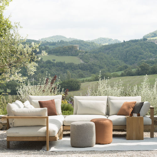 Pouf contemporaneo - Tribù - in tessuto / tondo / resiste alle intemperie