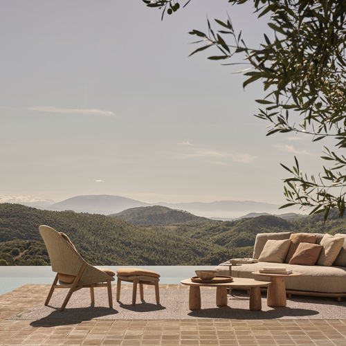 Poggiapiedi contemporaneo - ELIO - Tribù - Tricord® / in teak / da esterno
