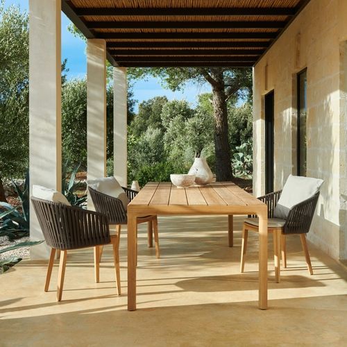 Tavolo da pranzo contemporaneo - ILLUM - Tribù - in teak / in ceramica / con supporto in teak