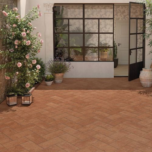Piastrella in gres porcellanato - COTTO RED - CERAMICHE KEOPE - strutturata / da esterno / da giardino