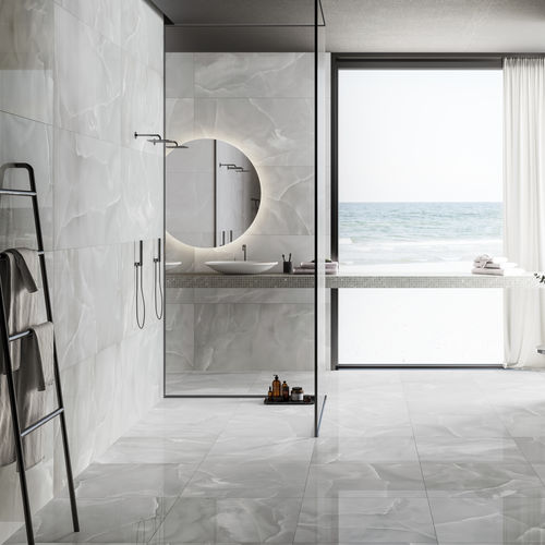 Piastrella in gres porcellanato - PRESTIGIO ONYX GREY - CERAMICHE REFIN - lucida / da interno / da bagno