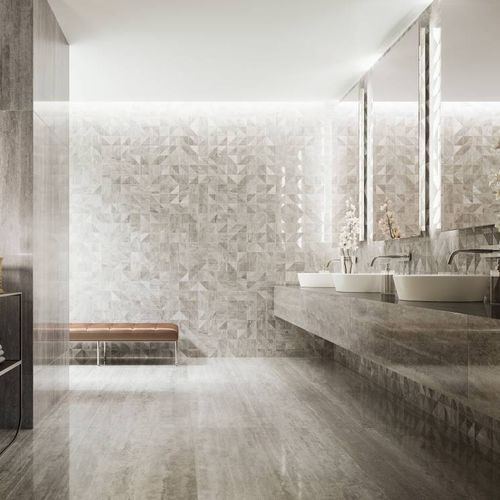Piastrella in gres porcellanato - PRESTIGIO TRAVERTINO GRIGIO   - CERAMICHE REFIN - lucida / strutturata / da interno