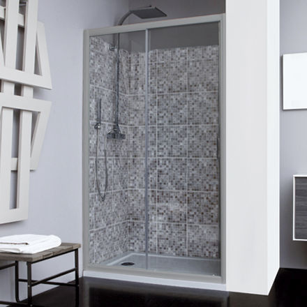 Box doccia in vetro - NAIF P1S - Megius SpA - in alluminio / con porta scorrevole / d'angolo