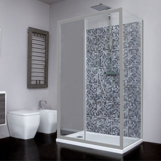 Box doccia in vetro - NAIF P1S+F00+F00 - Megius SpA - in alluminio / con porta scorrevole / quadrato