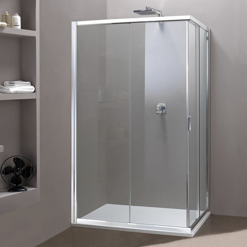Box doccia in vetro - MORE LIVE A10+A10 - Megius SpA - in alluminio / con porta scorrevole / d'angolo