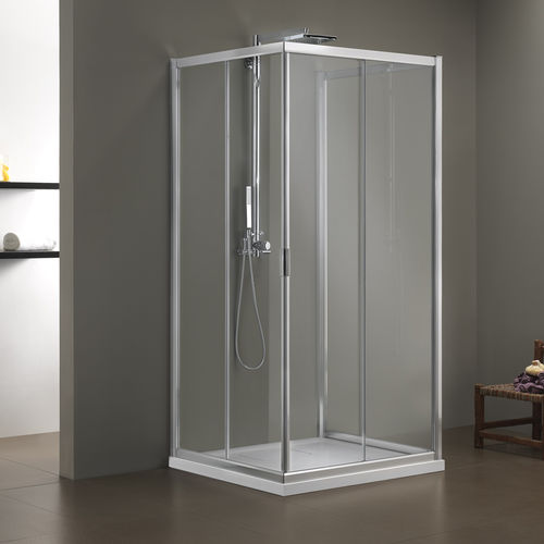 Box doccia in vetro - MORE LIVE K12+K12+D10 - Megius SpA - in alluminio / con porta scorrevole / d'angolo