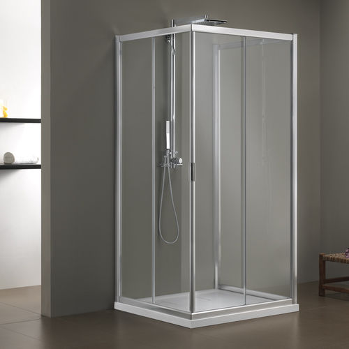 Box doccia in vetro - MORE LIVE Z12+Z12+D10 - Megius SpA - in alluminio / con porta scorrevole / quadrato