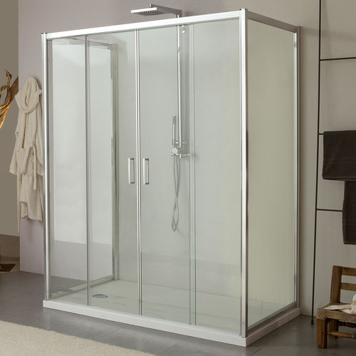 Box doccia in vetro - MORE LIVE P2S+D10+D10 - Megius SpA - in alluminio / con porta scorrevole / rettangolare