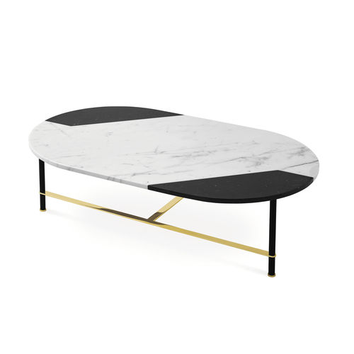 Tavolino basso contemporaneo - COOKIES - Gallotti&Radice - in alluminio anodizzato / in marmo / ovale