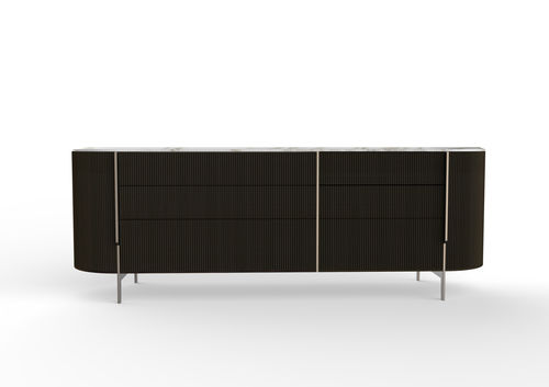 Cassettone contemporaneo - KUMI  - Gallotti&Radice - in legno laccato / in frassino / in metallo