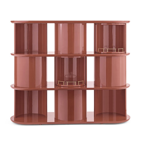 Scaffale contemporaneo - HIDE&SEEK - Gallotti&Radice - in legno laccato / con contenitore / rosso