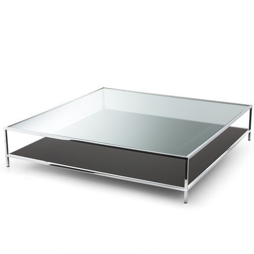 Tavolino basso contemporaneo - FARADAY - Gallotti&Radice - in vetro temprato / con supporto in acciaio inossidabile / rettangolare