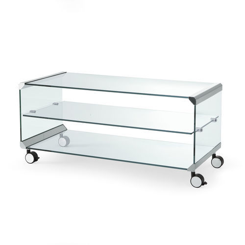 Tavolino basso contemporaneo - GEORGE 1 - Gallotti&Radice - in vetro temprato / con supporto in acciaio inossidabile / rettangolare