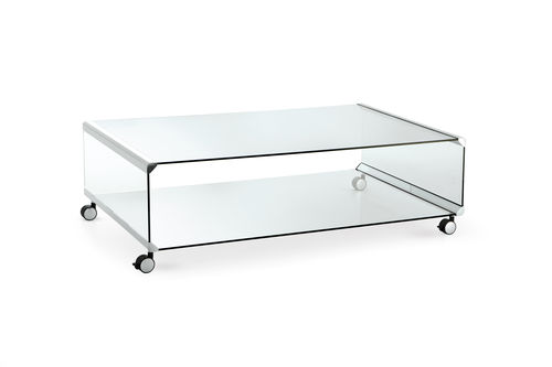 Tavolino basso contemporaneo - GEORGE 2 - Gallotti&Radice - in vetro temprato / con supporto in acciaio inossidabile / rettangolare