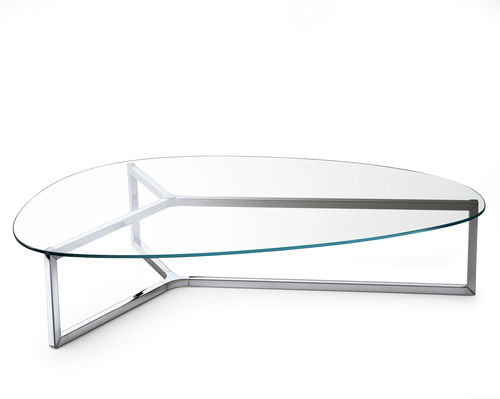 Tavolino basso contemporaneo - RAJ 3 - Gallotti&Radice - in vetro temprato / con supporto in acciaio inossidabile / con supporto in metallo laccato