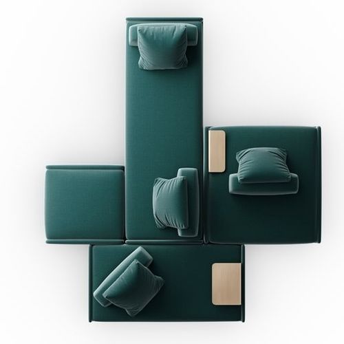 Divanetto imbottito modulare - LILAS MOSAÏQUE - Gallotti&Radice - contemporaneo / in tessuto / in pelle