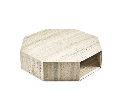 Tavolino basso design originale - PRISM LOW - Gallotti&Radice - in vetro / in legno / in alluminio
