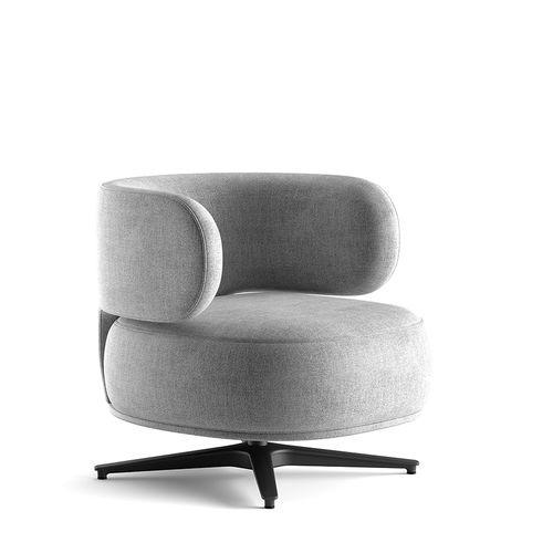 Poltrona contemporanea - Akiko Lounge - Gallotti&Radice - in tessuto / in pelle / in metallo