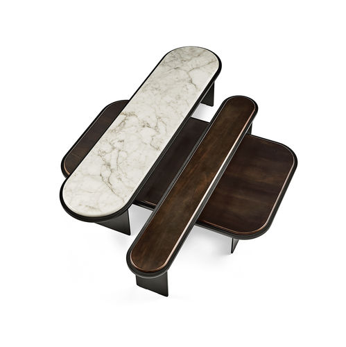 Tavolino basso contemporaneo - Sensei - Gallotti&Radice - in cristallo / in legno laccato / in metallo