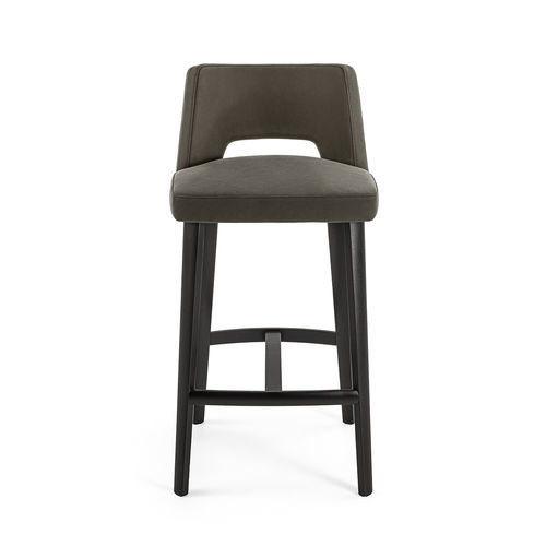 Sgabello da bar contemporaneo - THEA - Gallotti&Radice - in pelle / in tessuto / con supporto in quercia