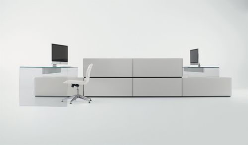 Scrivania da terra - AIR 1 UP - Gallotti&Radice - da 2 persone / contemporanea / in vetro