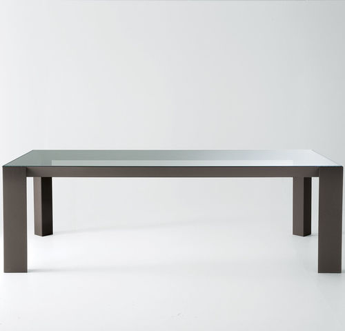 Tavolo contemporaneo - KOY - Gallotti&Radice - in vetro temprato / con supporto in alluminio / con supporto in quercia