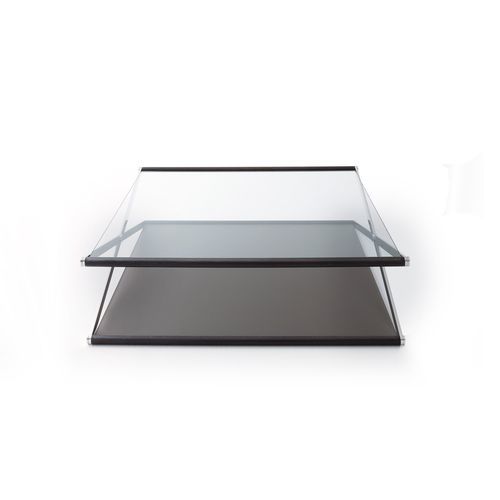 Tavolino basso contemporaneo - NOX - Gallotti&Radice - in vetro temprato / con supporto in acciaio inossidabile / con supporto in quercia