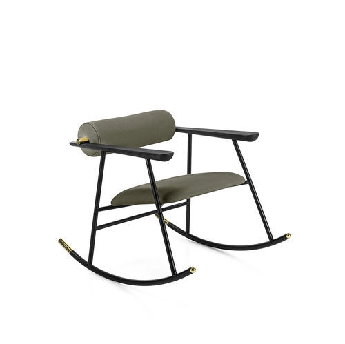 Poltrona contemporanea - Loulou Rock - Gallotti&Radice - in pelle / in tessuto / in ottone lucidato