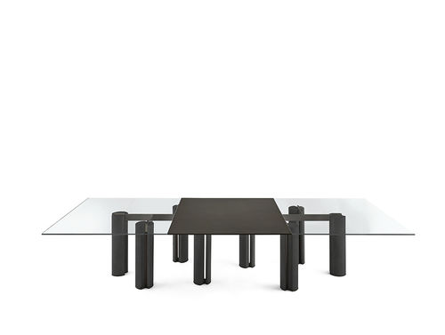 Tavolo contemporaneo - Simpòdio W System - Gallotti&Radice - in cristallo / con supporto in frassino / rettangolare