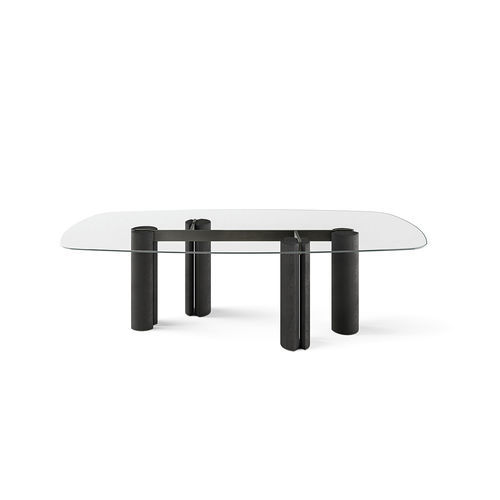 Tavolo contemporaneo - Simpòdio W - Gallotti&Radice - in cristallo / in marmo / con supporto in frassino