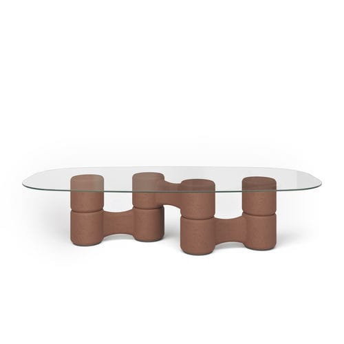 Tavolo contemporaneo - Molecola - Gallotti&Radice - in vetro temprato / con supporto in legno / rettangolare