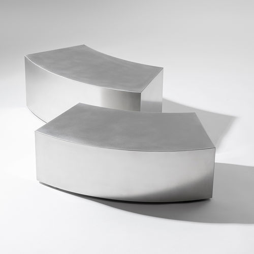 Tavolino basso contemporaneo - ARCH - Gallotti&Radice - in acciaio inossidabile lucido / con supporto in alluminio / con rotelle nascoste
