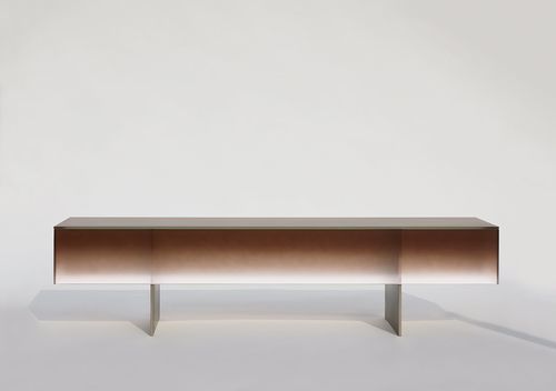 Tavolino basso contemporaneo - KOOSHI - Gallotti&Radice - in vetro / con supporto in metallo / rettangolare